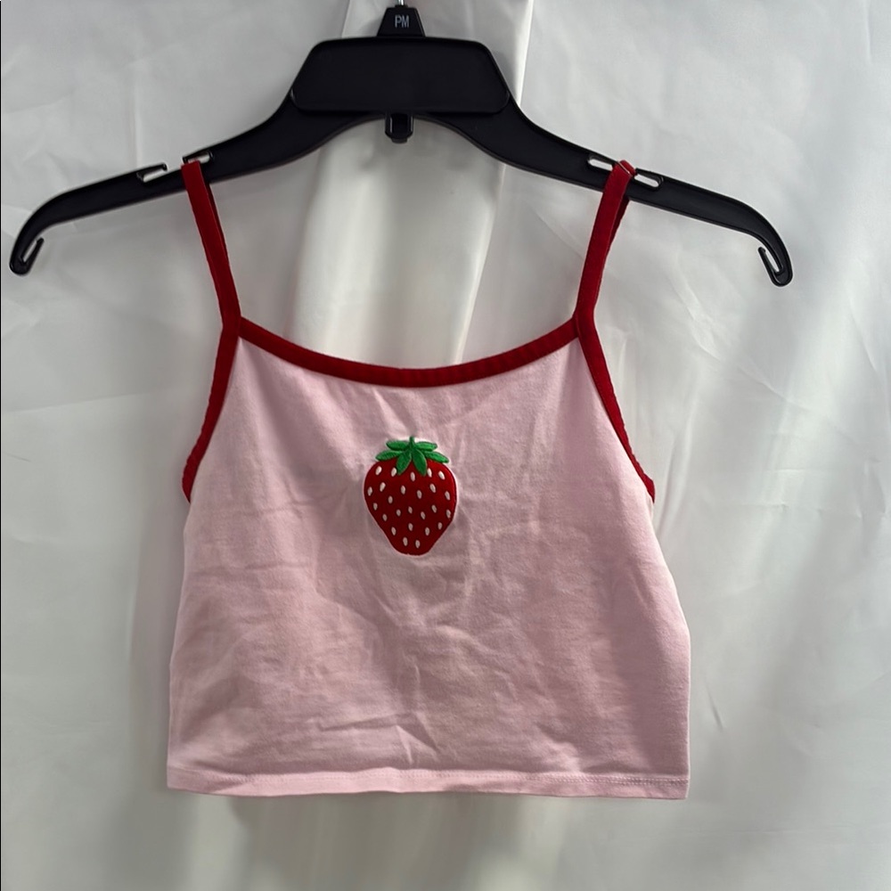 Hot Topic Pink Cottagecore Strawberry Tank Top Size Small/Medium